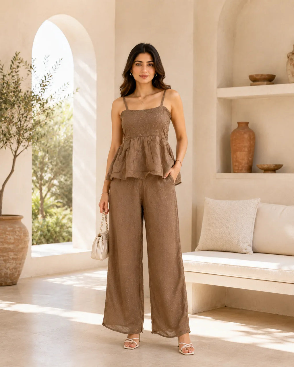 Mocha Muse Peplum Co-ord Set