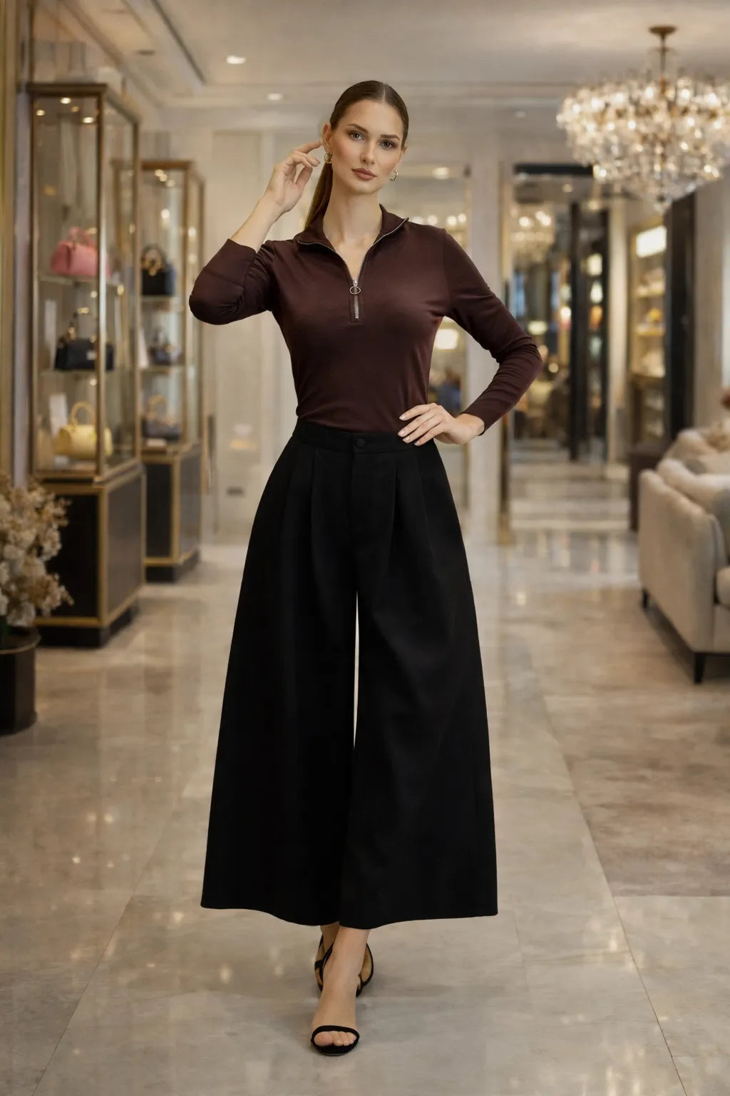 Mocha Zipline Top