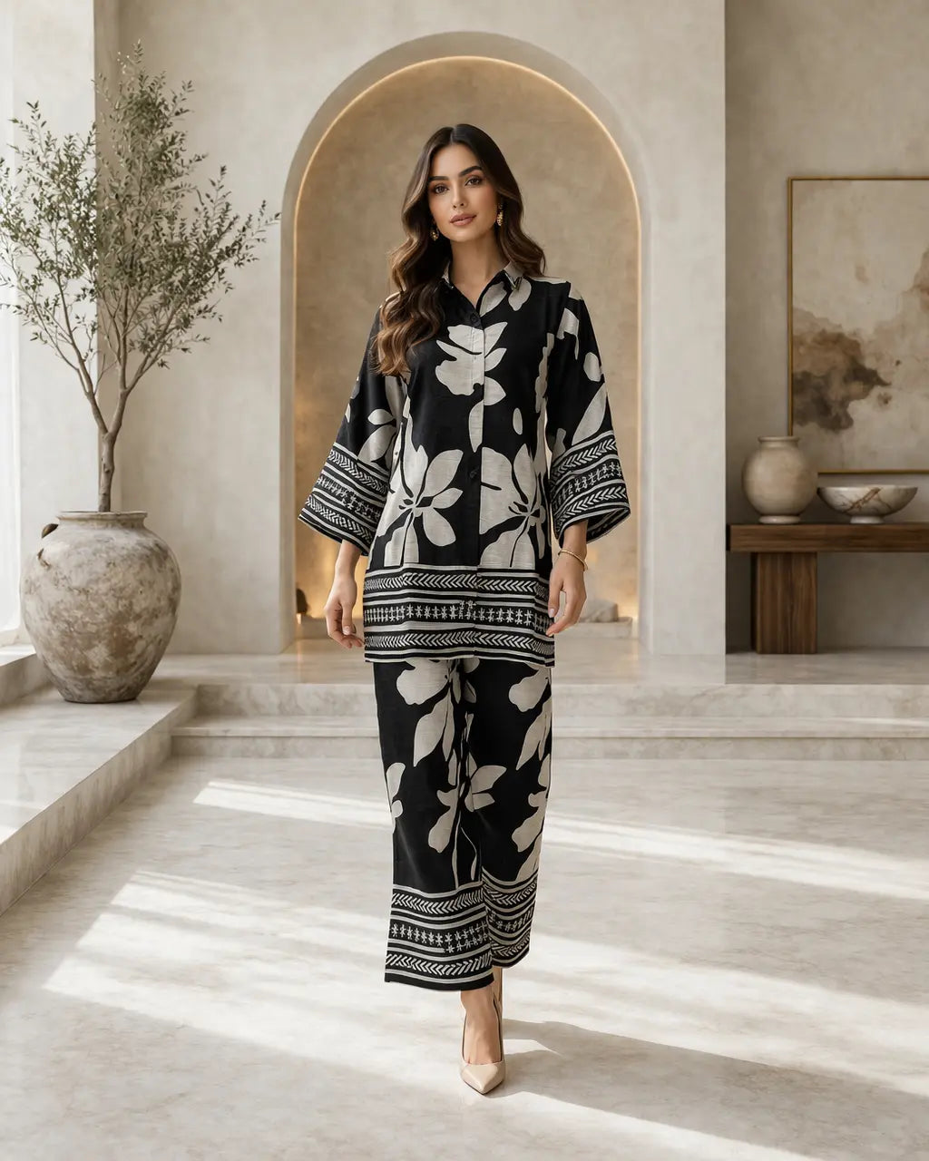Monochrome Bloom Co-ords Set