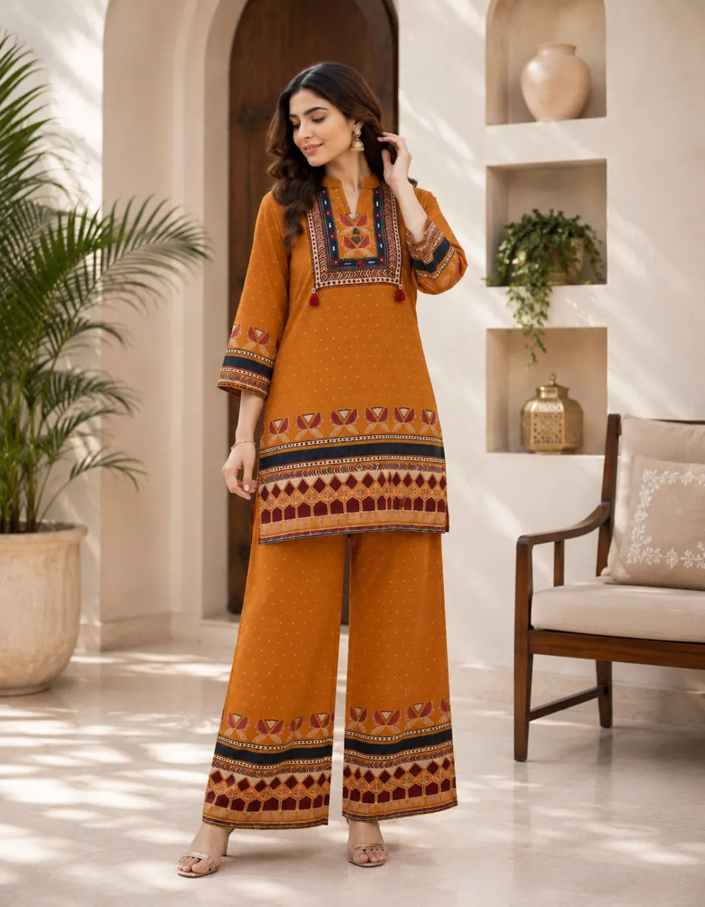 Mustard Heritage Printed Co Ord Set