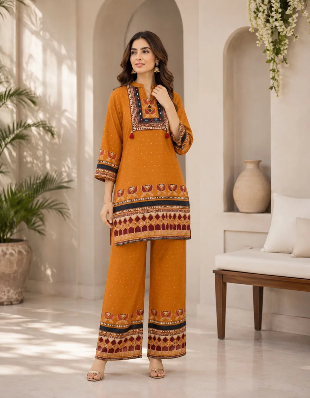 Mustard Heritage Printed Co Ord Set