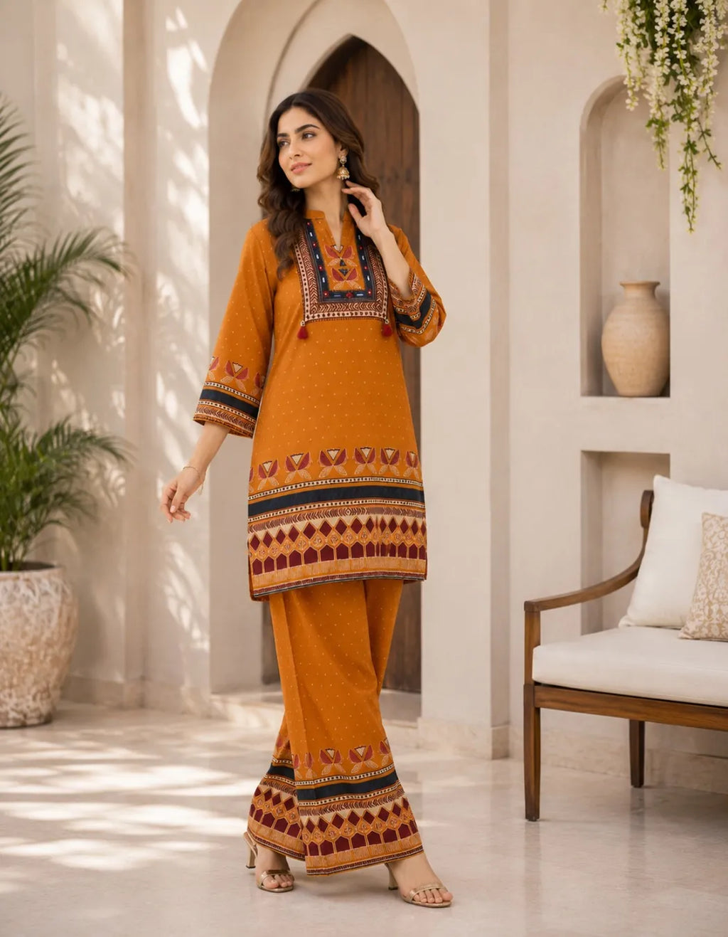 Mustard Heritage Printed Co Ord Set