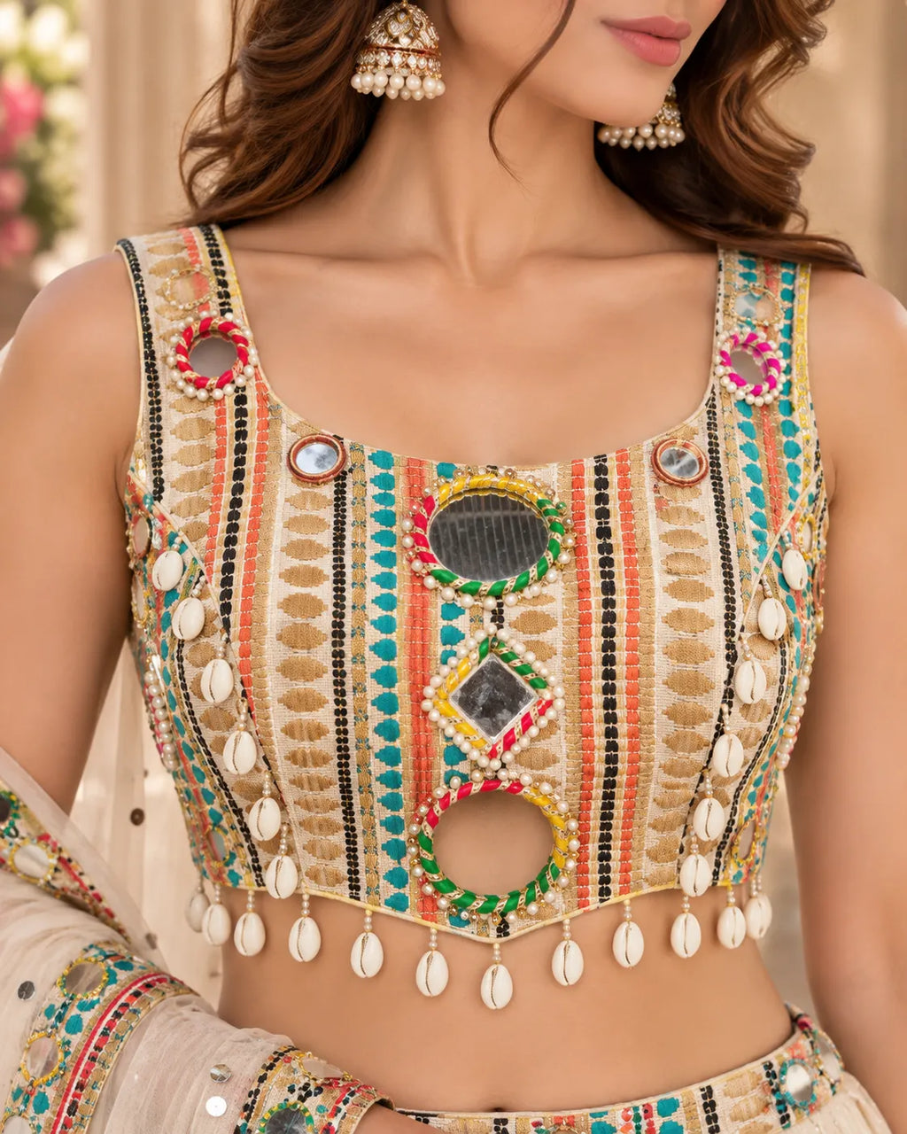 Navira Mirror & Shell Dandiya Blouse