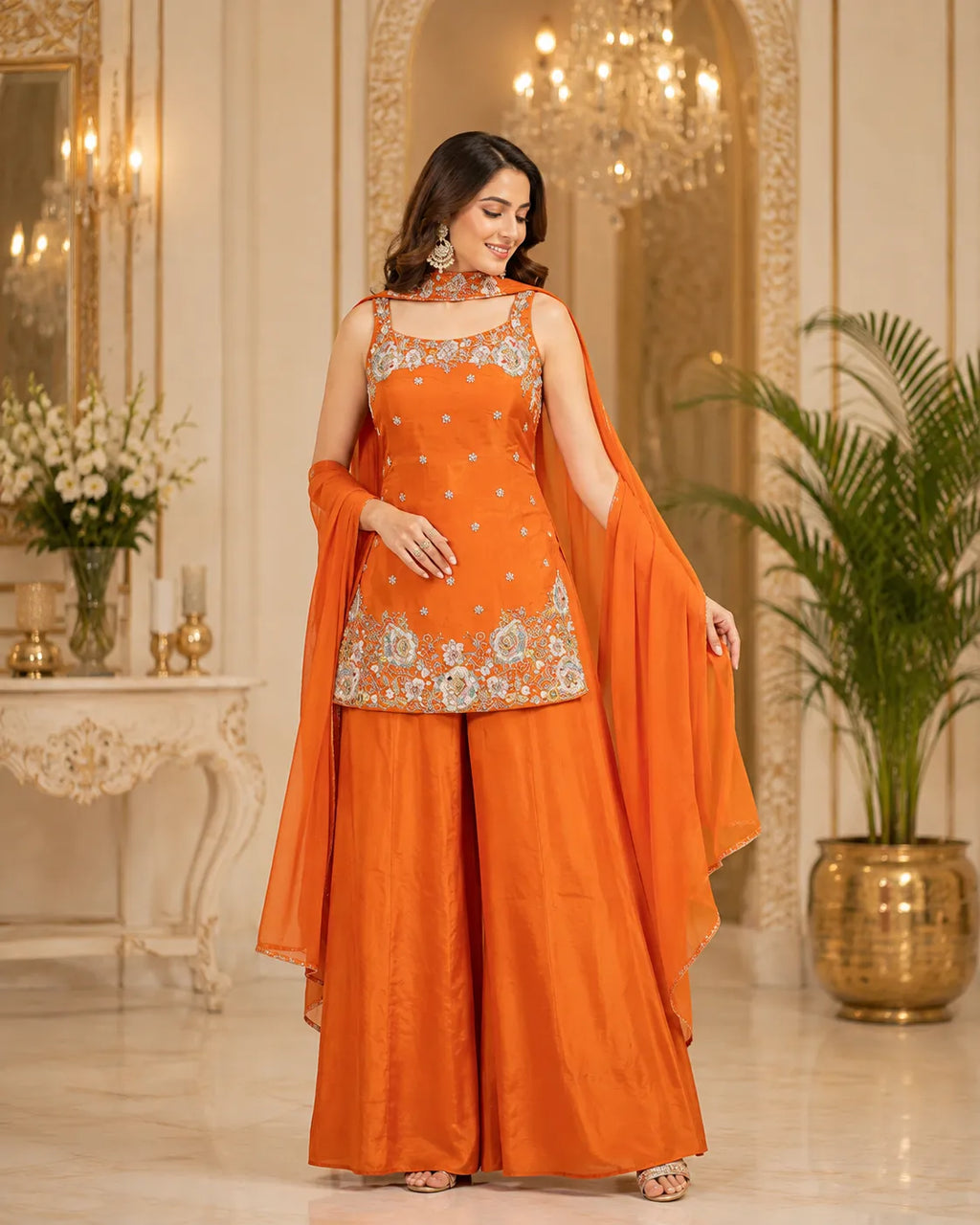 Nazakat Embroidered Indo Western Sharara Set