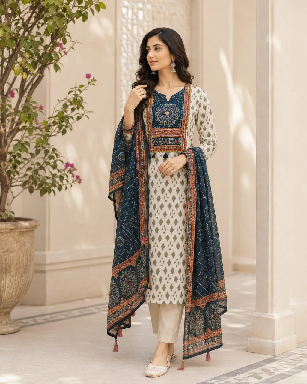 Neelika Ajrakh Cotton Suit Set