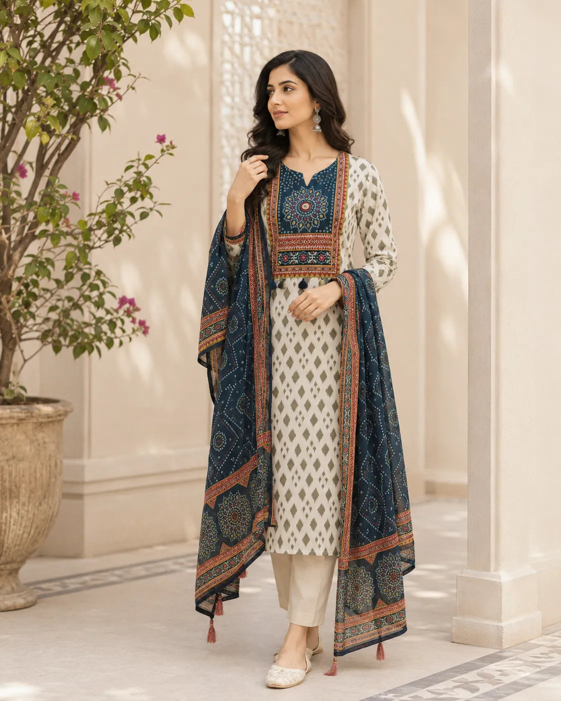 Neelika Ajrakh Cotton Suit Set
