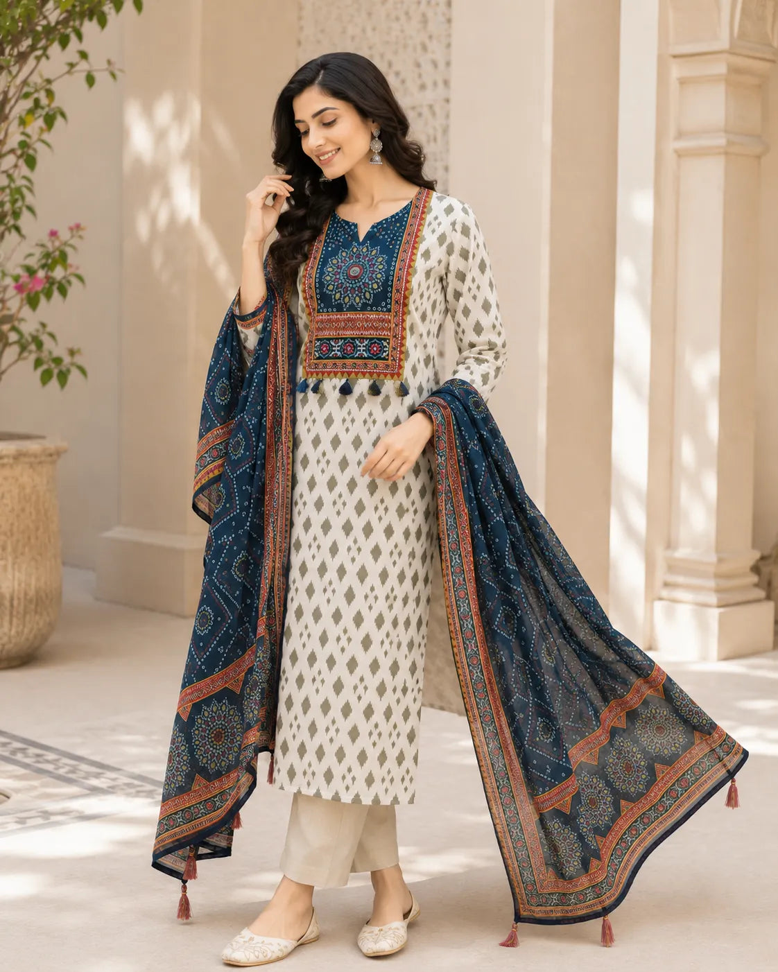 Neelika Ajrakh Cotton Suit Set