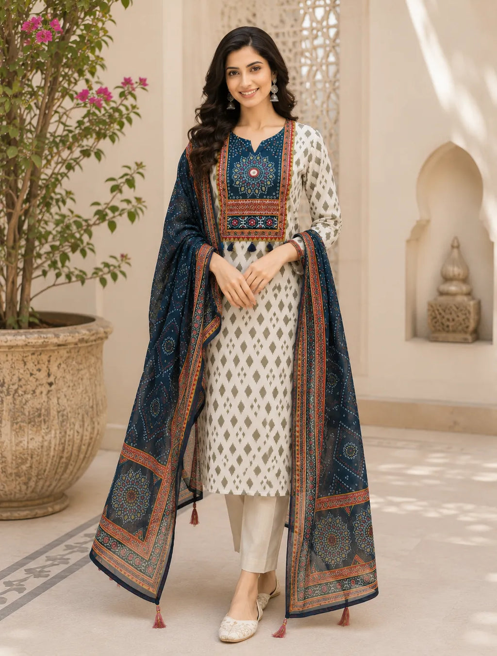 Neelika Ajrakh Cotton Suit Set