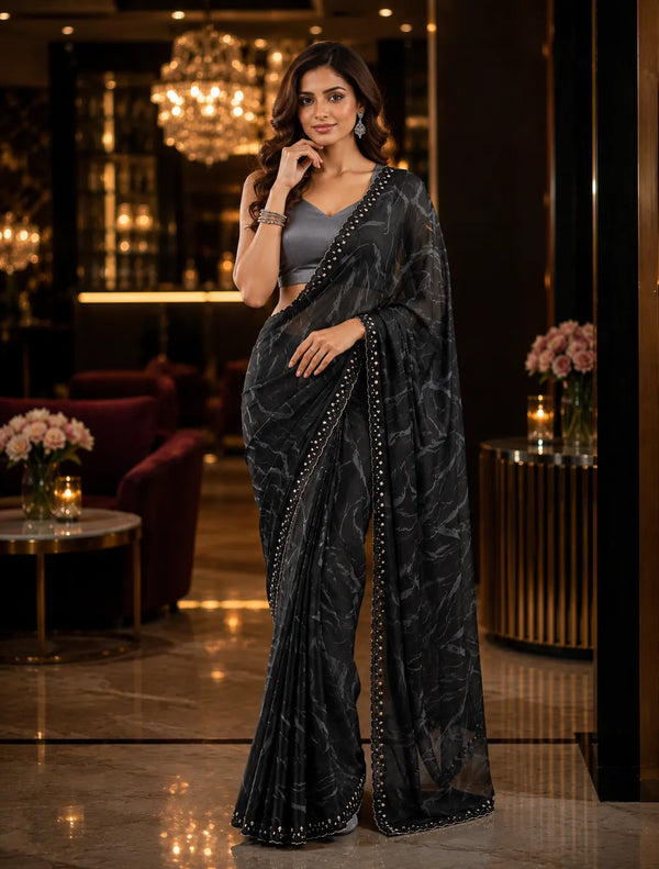 Nishaka Noir Printed Saree