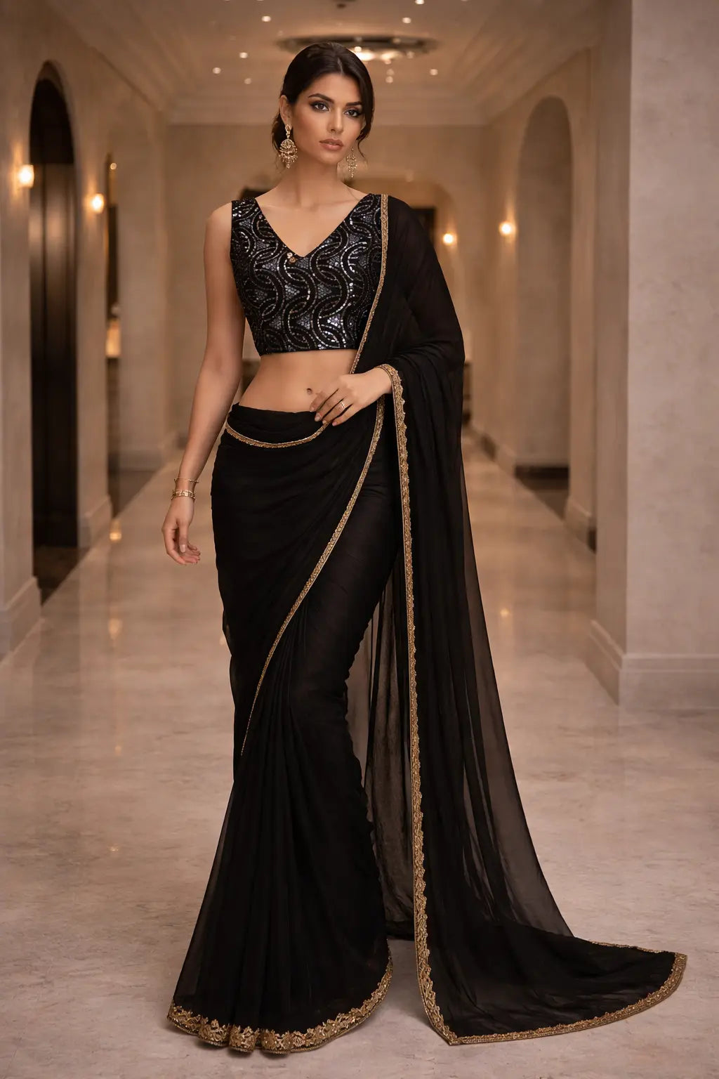 Noir Embellished Blouse