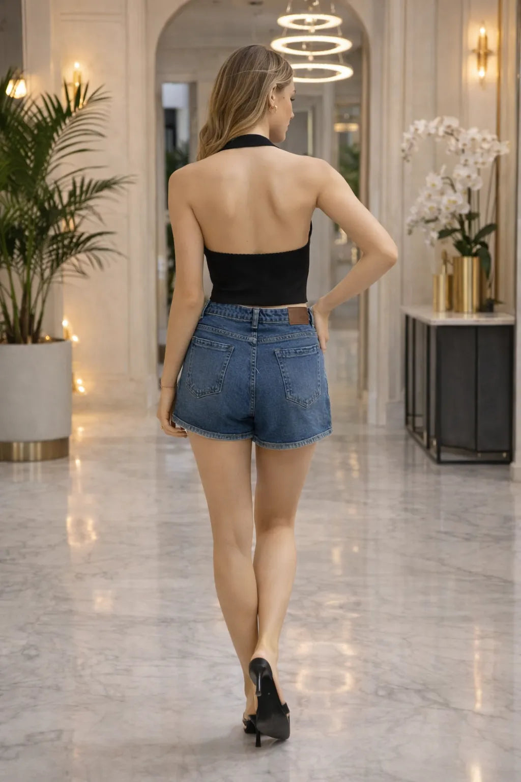 Noir Muse Backless Halter Top