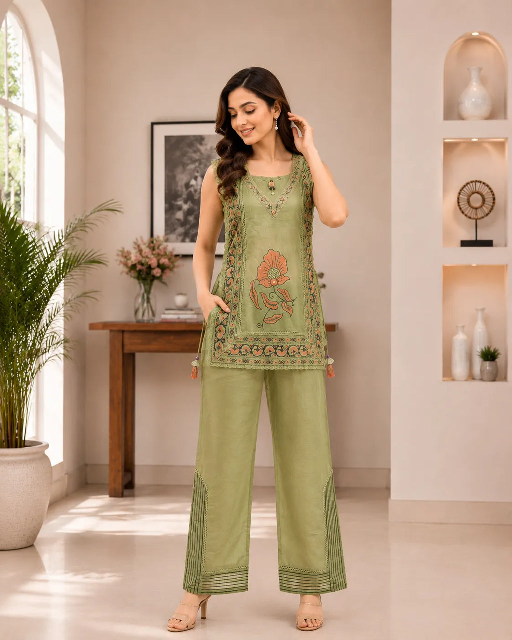 Olive Artisan Lace Up 3 Piece Set