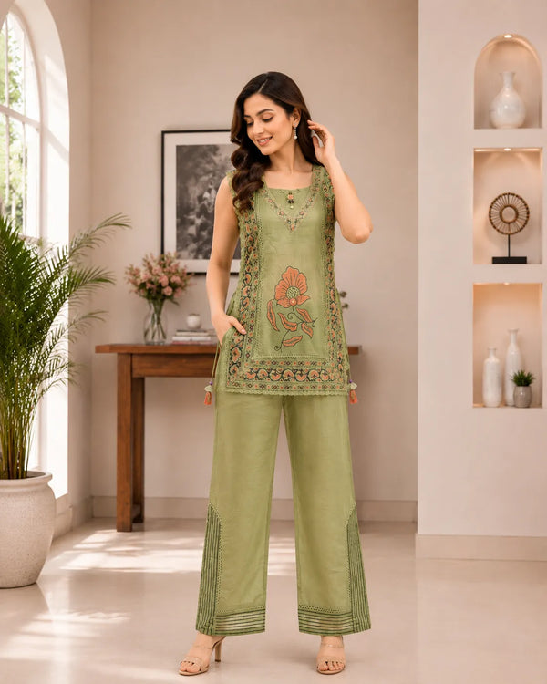 Olive Artisan Lace Up 3 Piece Set