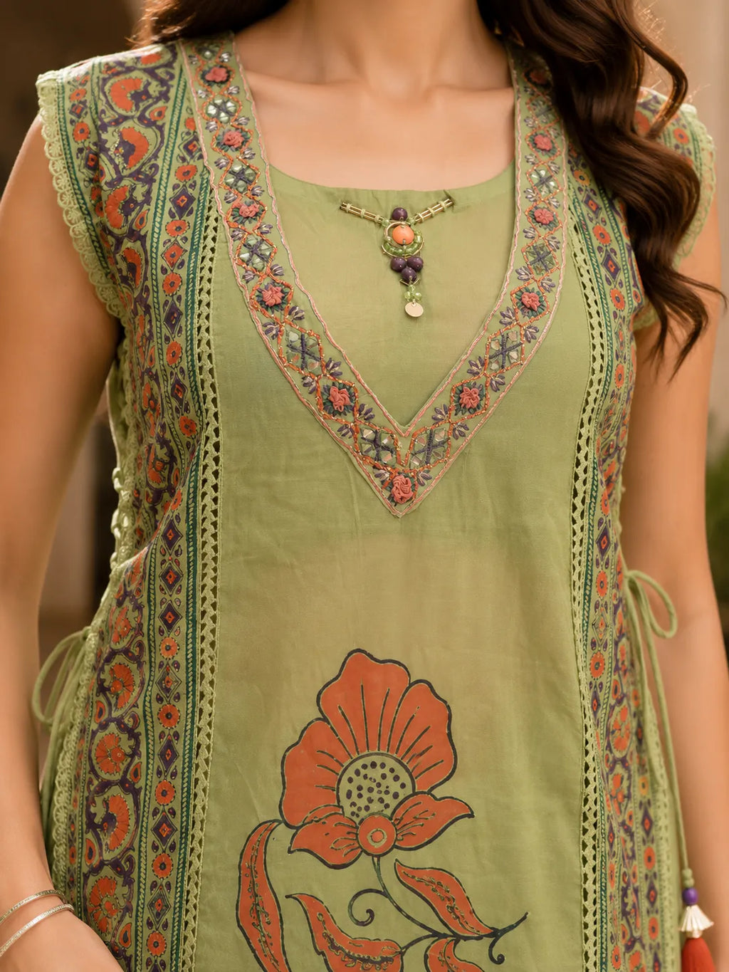 Olive Artisan Lace Up 3 Piece Set