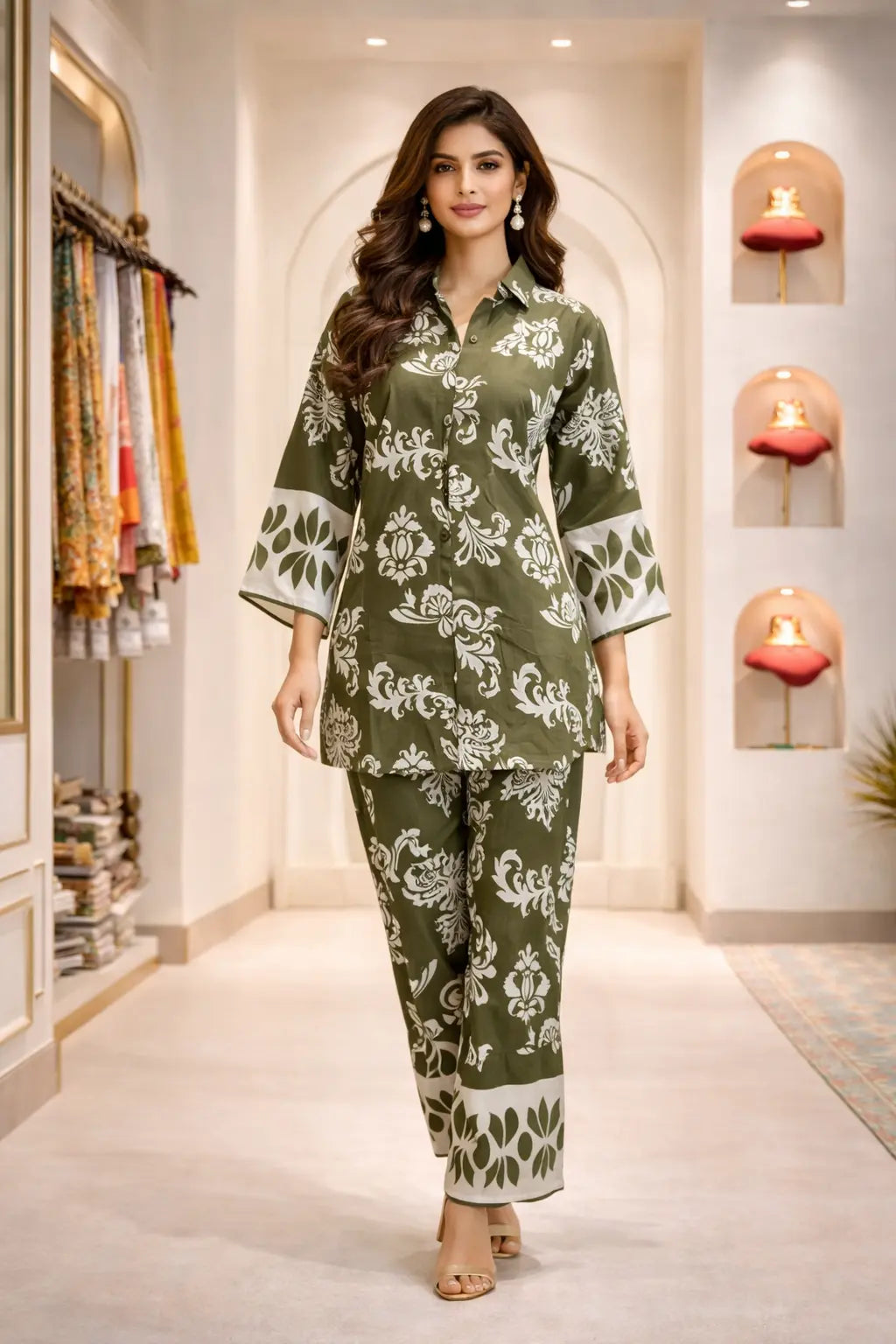 Olive Bloom Printed Co-ord Set