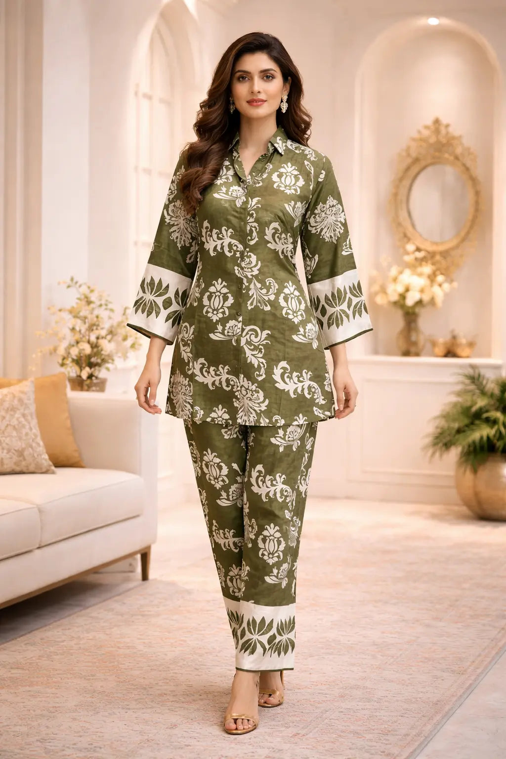 Olive Bloom Printed Co-ord Set