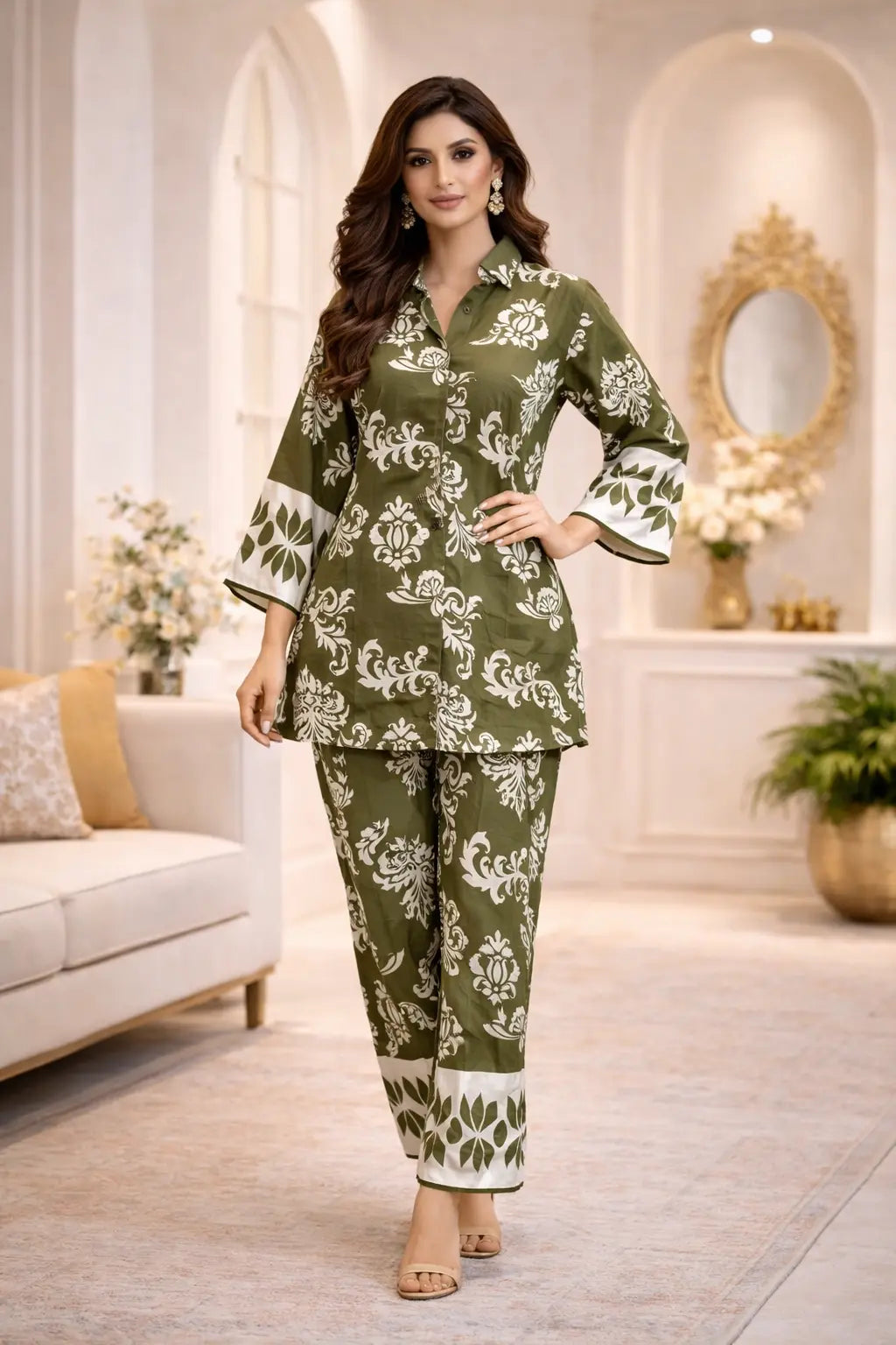 Olive Bloom Printed Co-ord Set