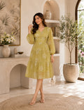 Olive Blossom Tiered Midi Dress