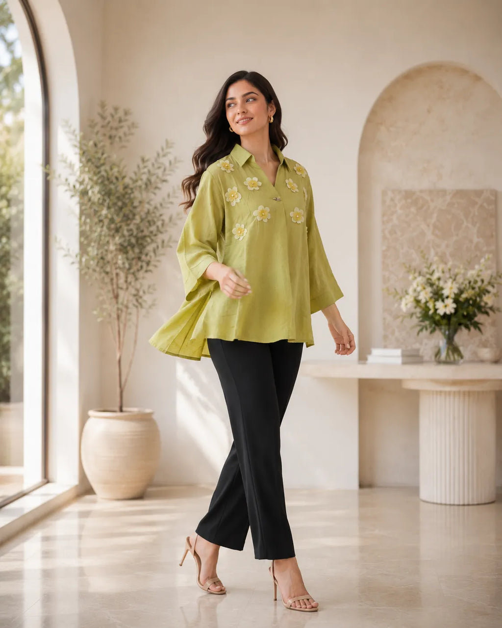 Olive Daisy Relaxed Fit Top
