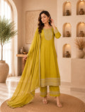 Olive Gold Embroidered Suit Set