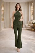 Olive Luxe-Halter Co-ord