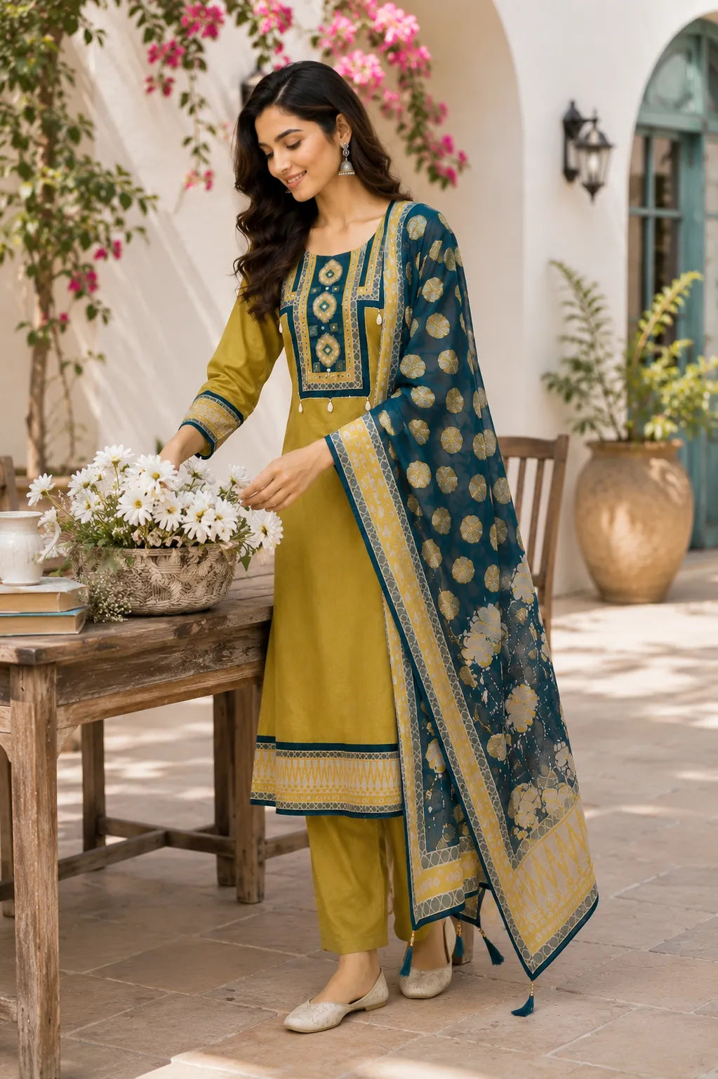 Olive Royale Cotton Suit Set