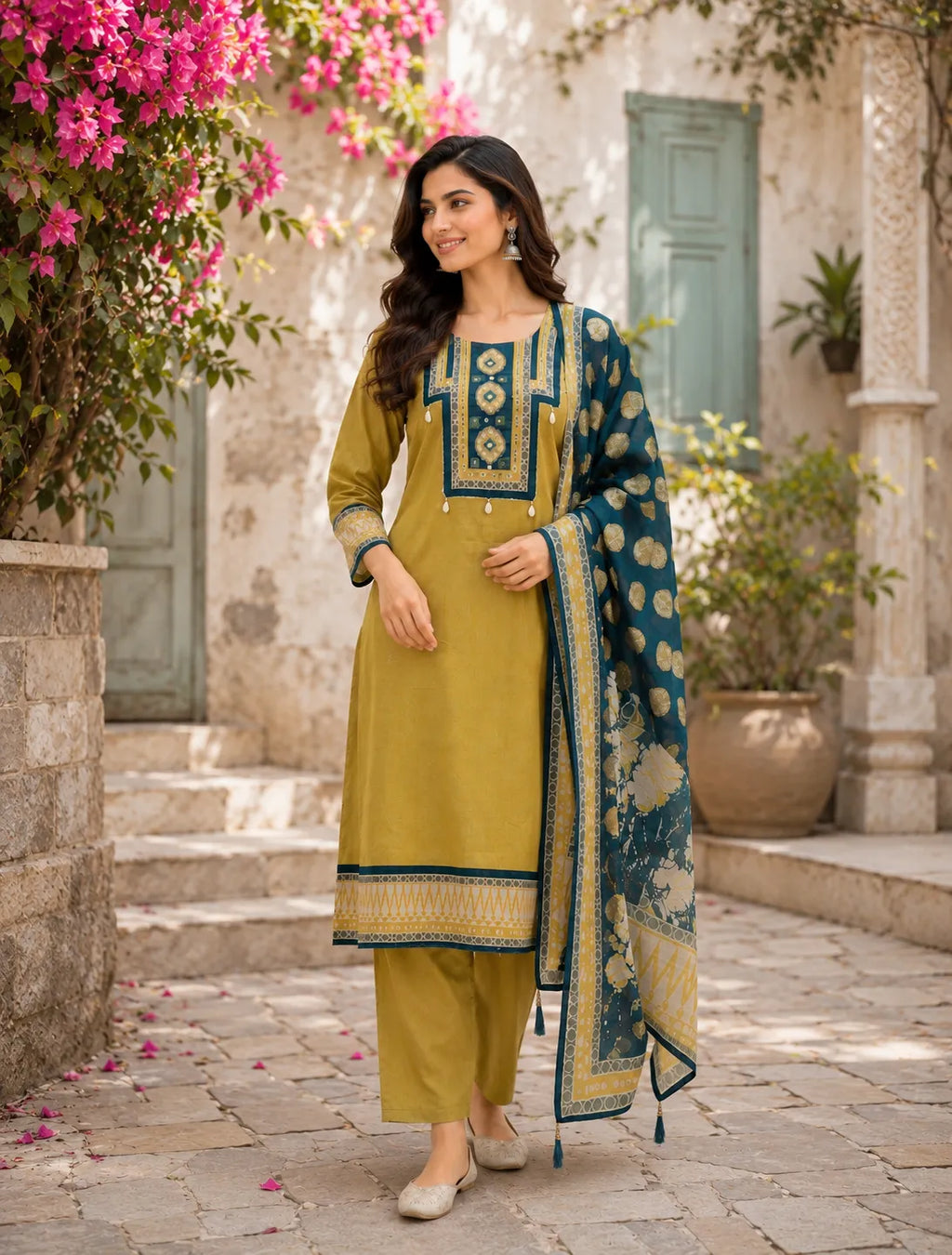 Olive Royale Cotton Suit Set