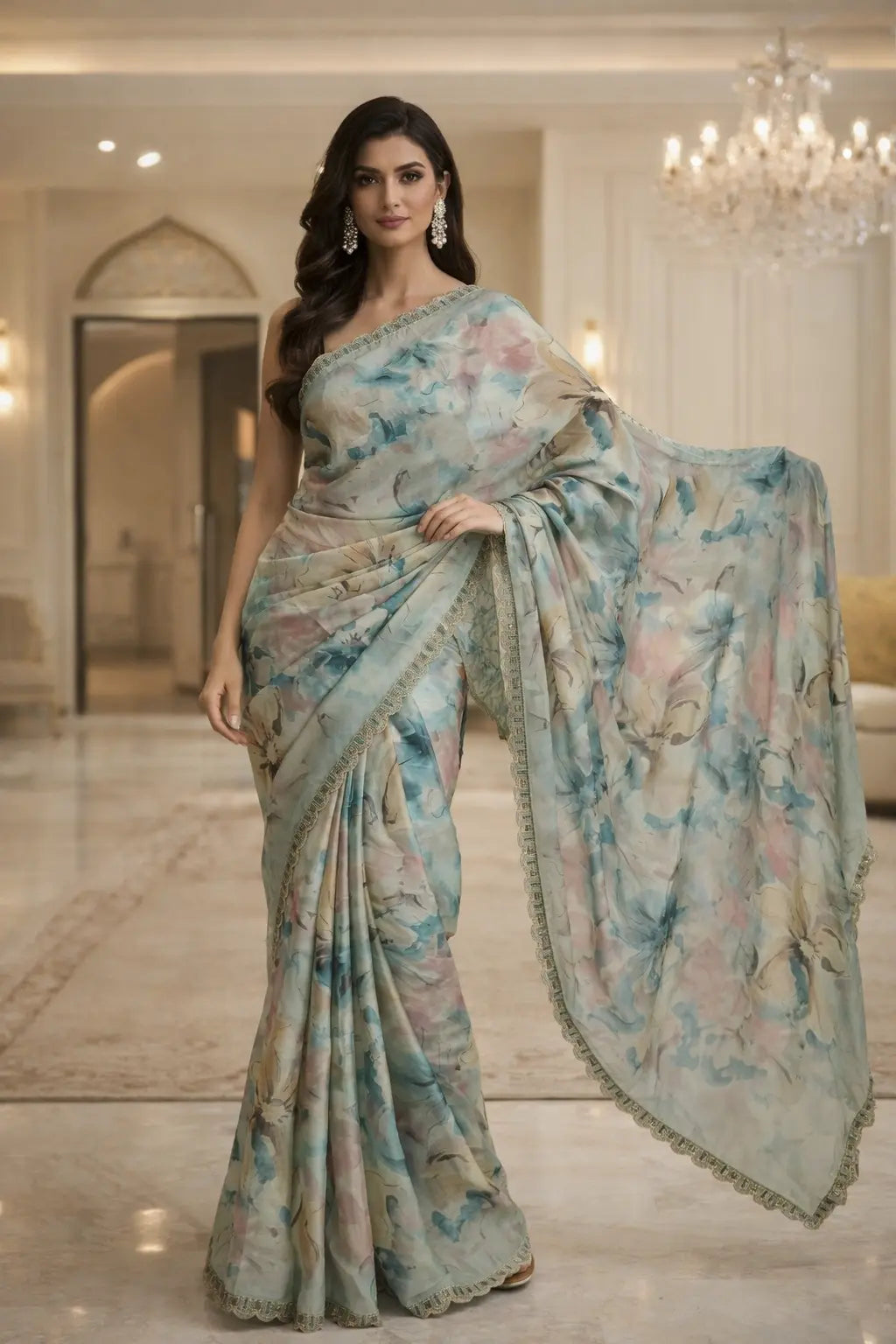 Pastel Bloom Drape Saree