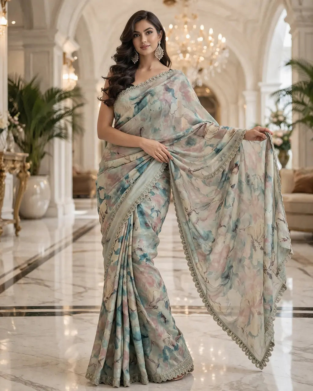 Pastel Bloom Drape Saree