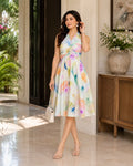 Pastel Bloom Halter Midi Dress