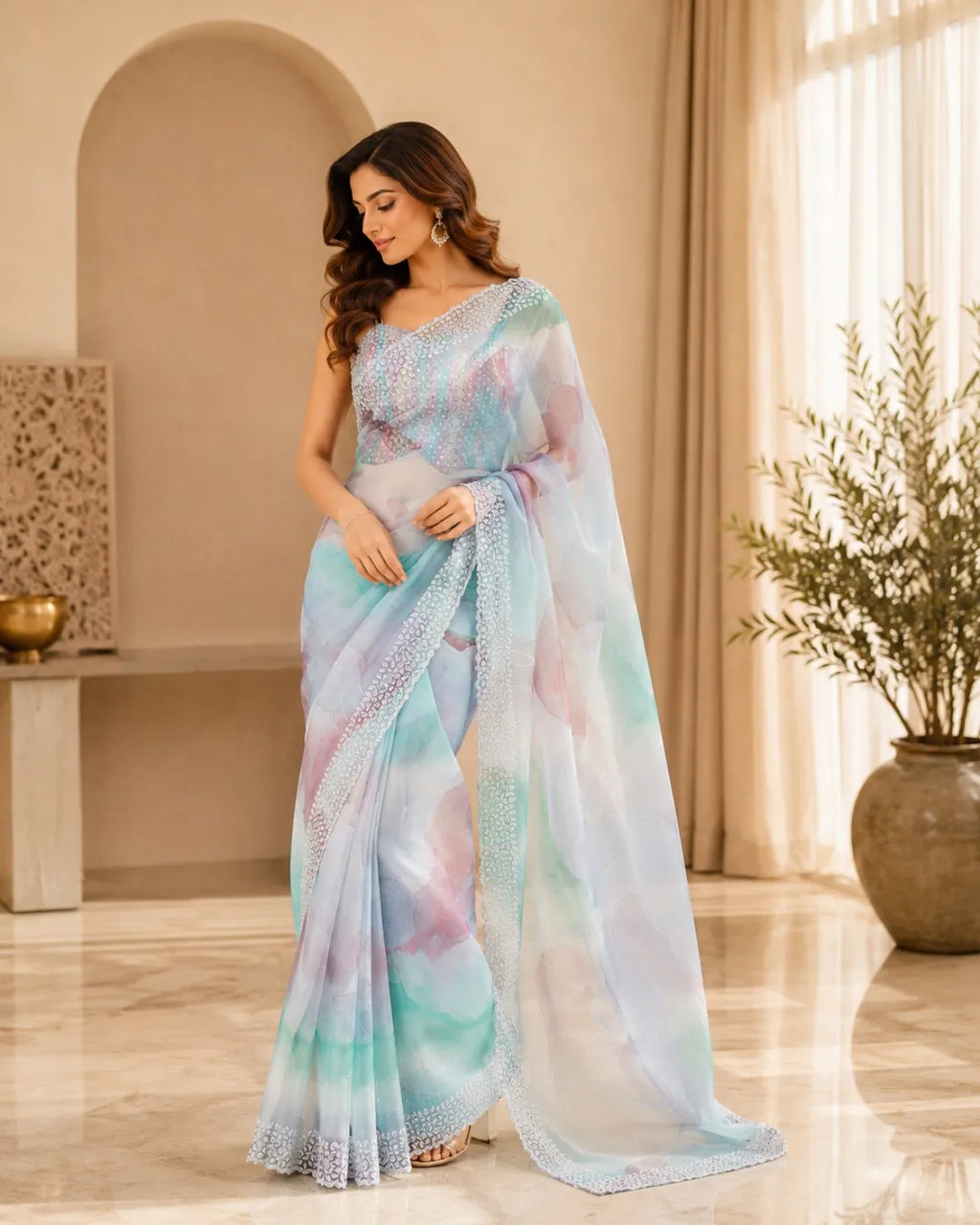 Pearl Mist Organza Saree