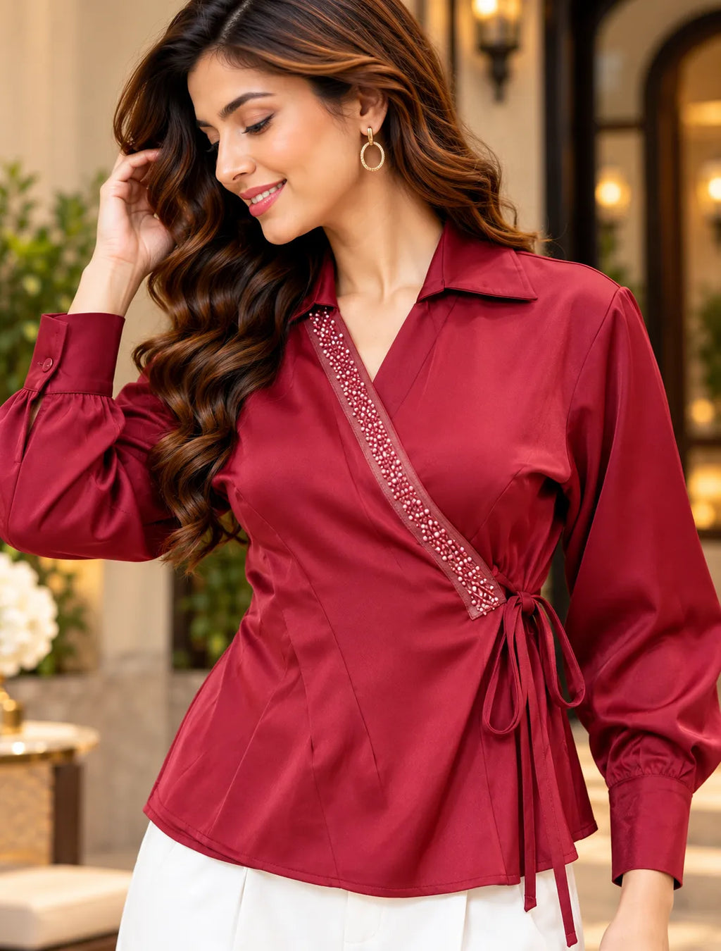 Pearlora Wrap Top