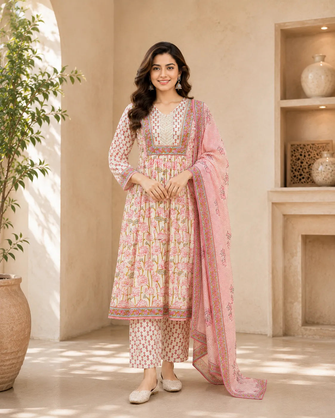 Pink Petunia Cotton Suit Set
