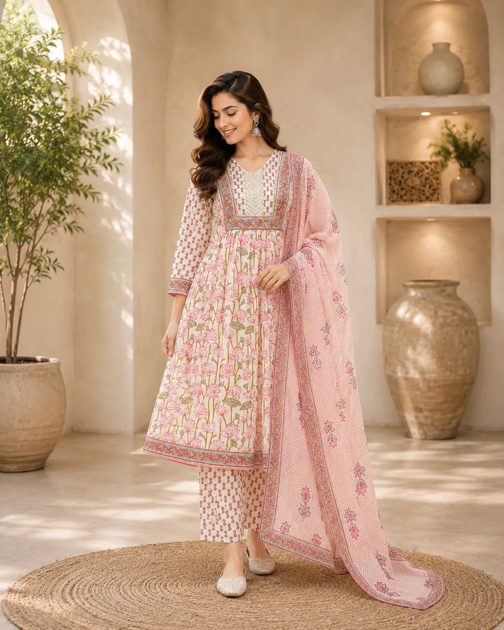 Pink Petunia Cotton Suit Set