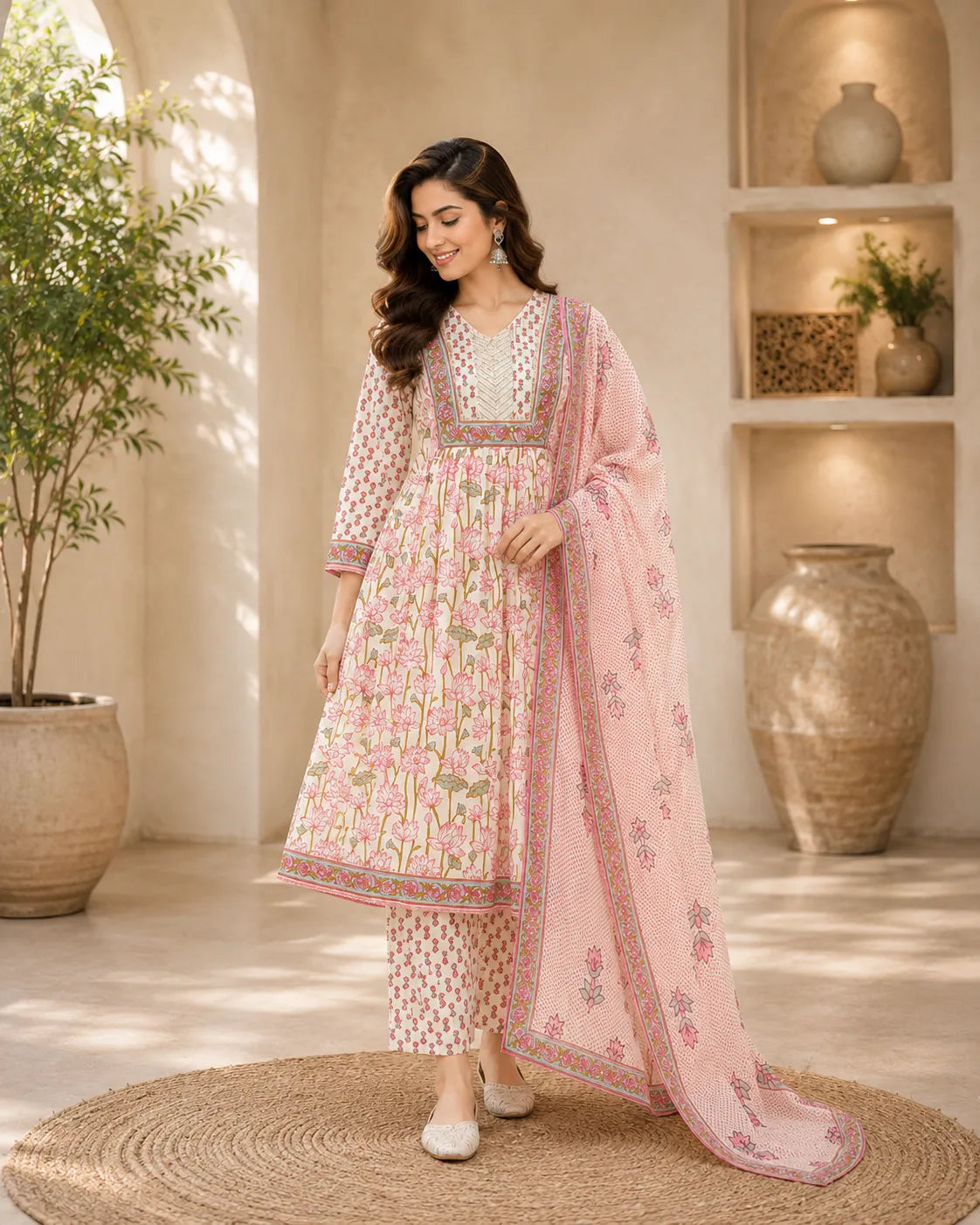 Pink Petunia Cotton Suit Set