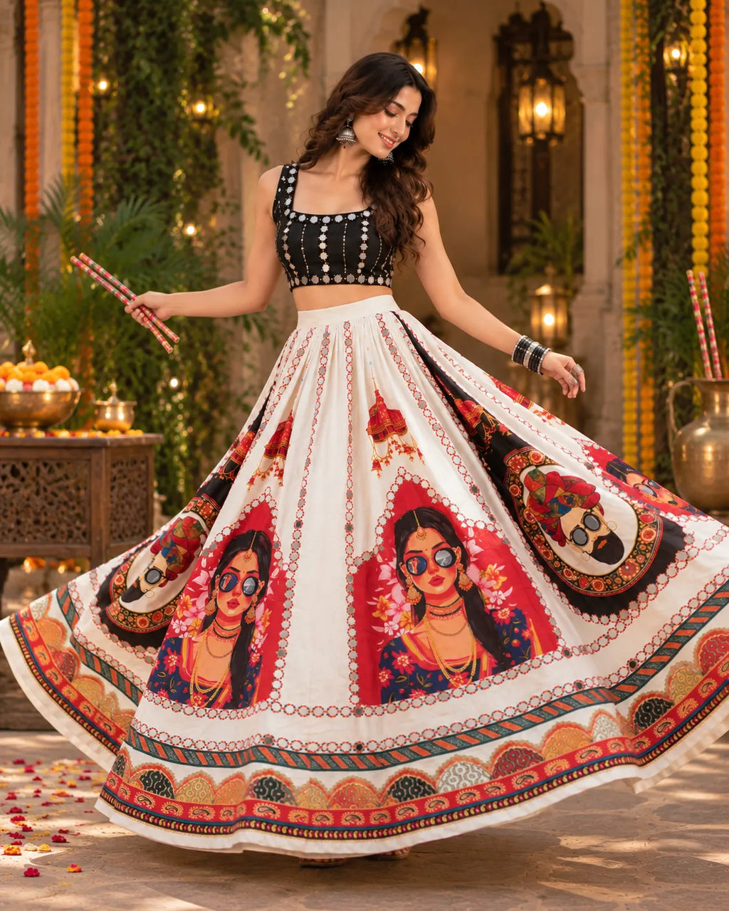Rangrez 3D Digital Mirror Skirt