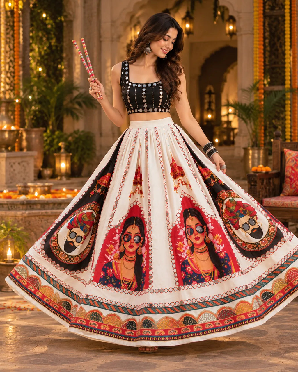 Rangrez 3D Digital Mirror Skirt