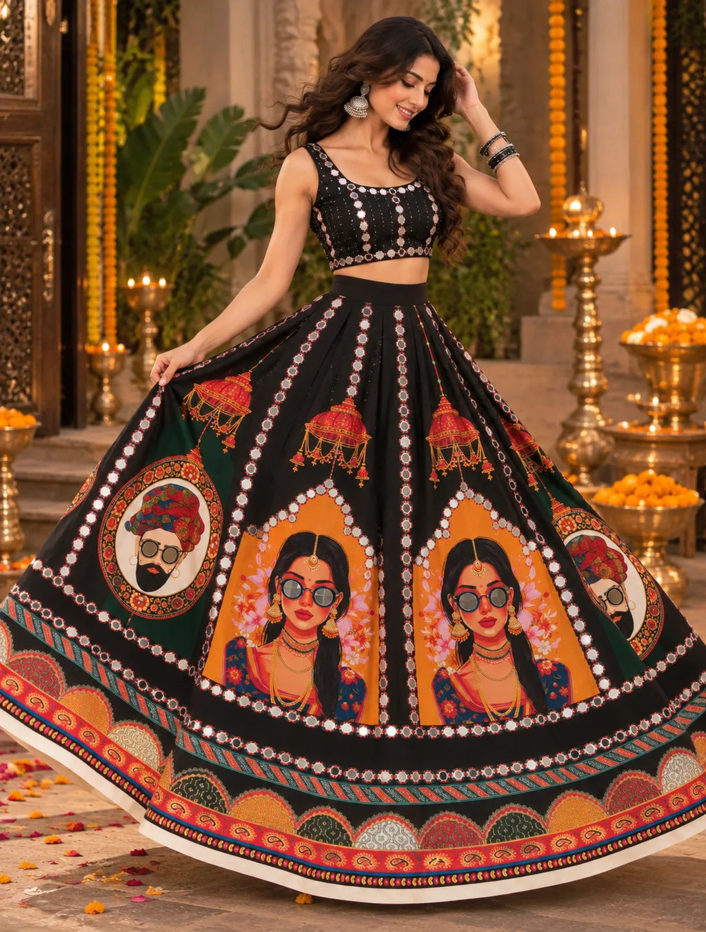 Rangrez 3D Digital Mirror Skirt