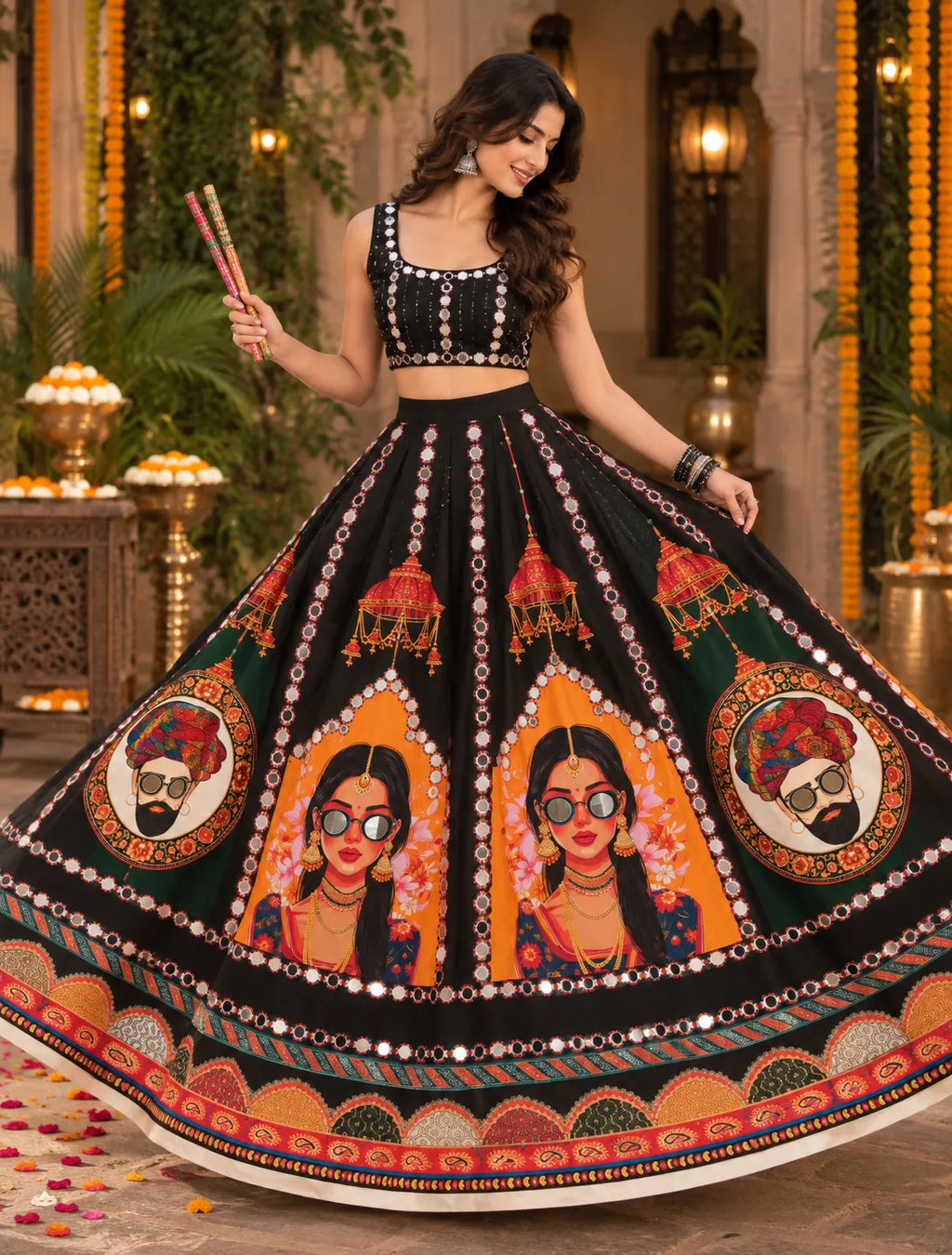 Rangrez 3D Digital Mirror Skirt