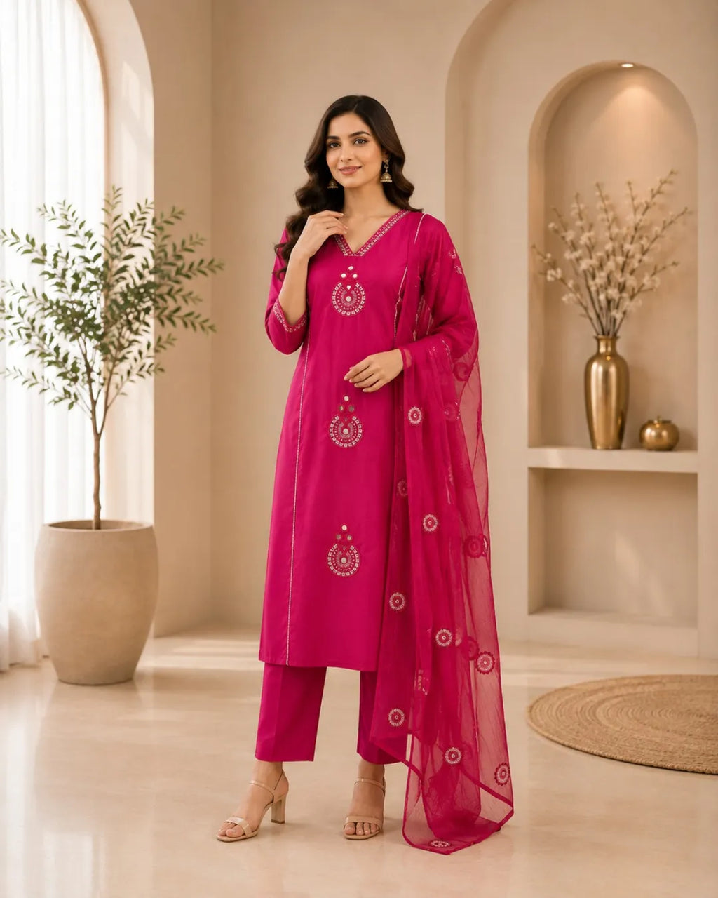 Rani Pink Grace Cotton Suit Set