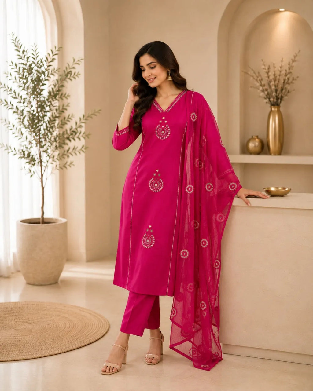 Rani Pink Grace Cotton Suit Set