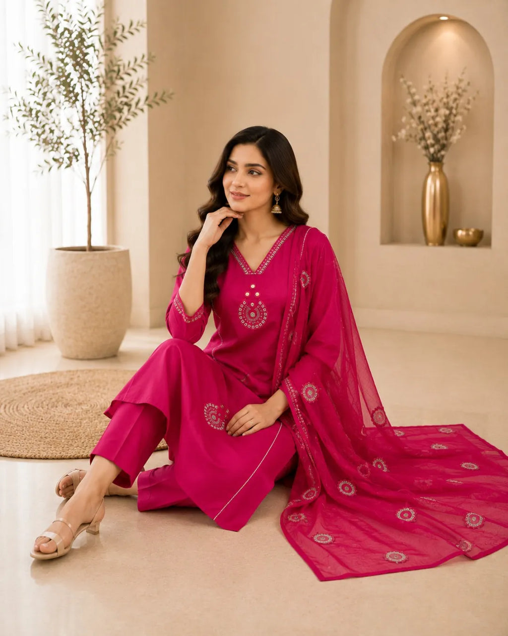 Rani Pink Grace Cotton Suit Set