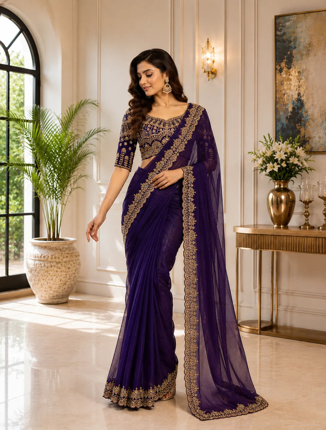 Regal Embroidered Ready To Wear Saree