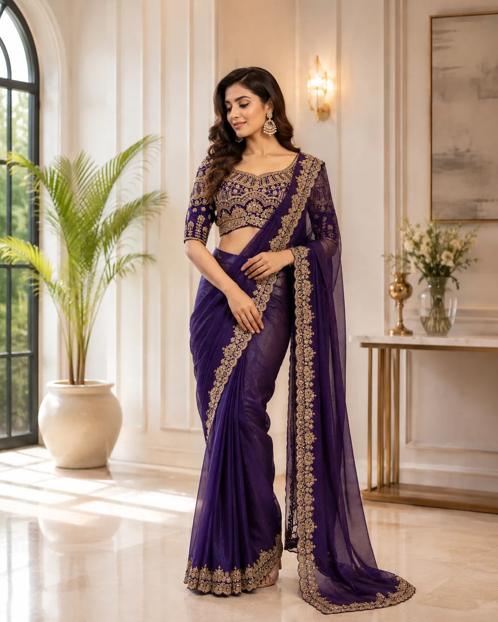 Regal Embroidered Ready To Wear Saree
