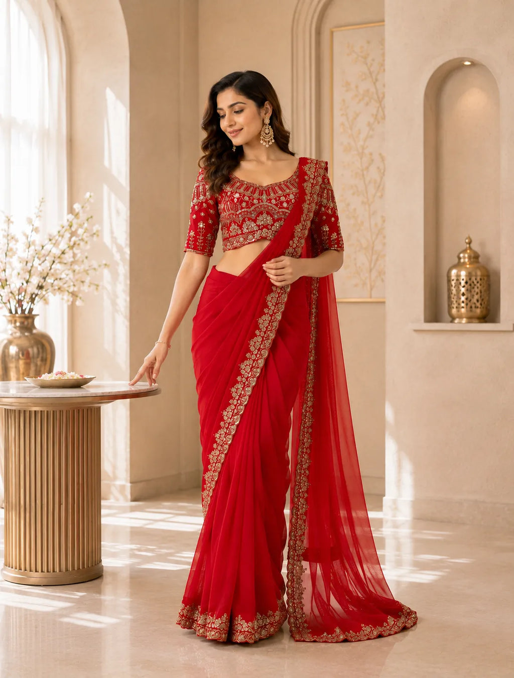 Regal Embroidered Ready To Wear Saree