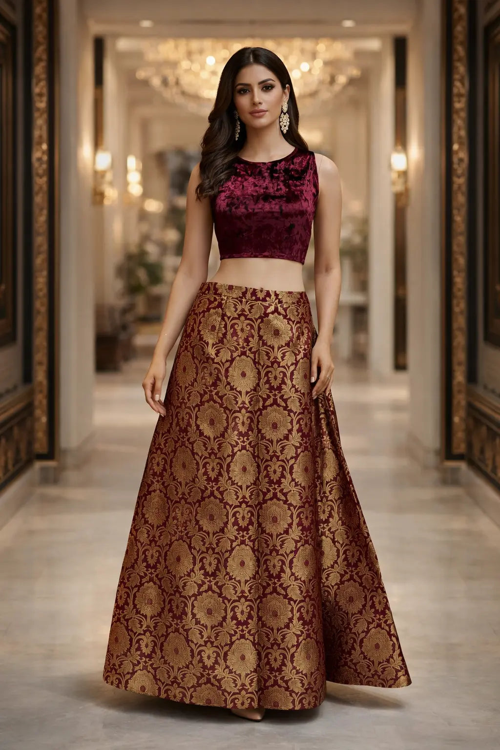 Regal Velvet Brocade Emsemble Co-ord Set