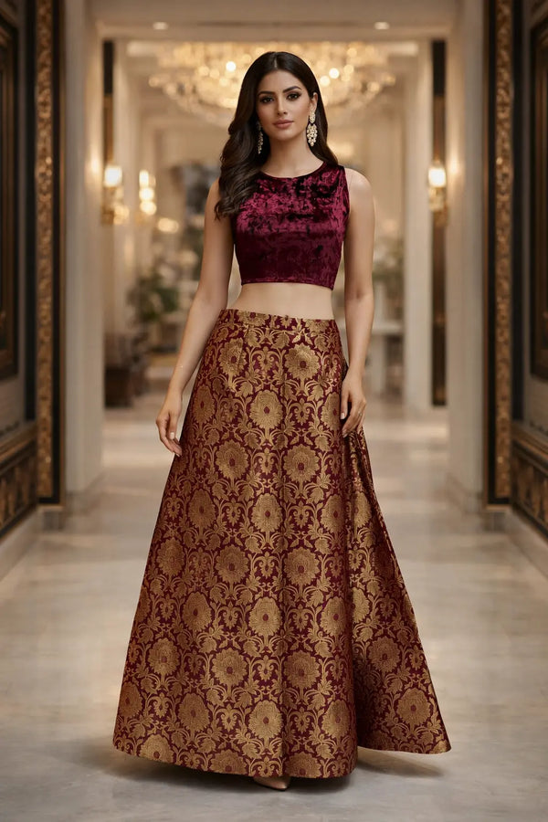 Regal Velvet Brocade Emsemble Co-ord Set
