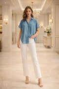 Relaxed Short Sleeve Denim Shirt