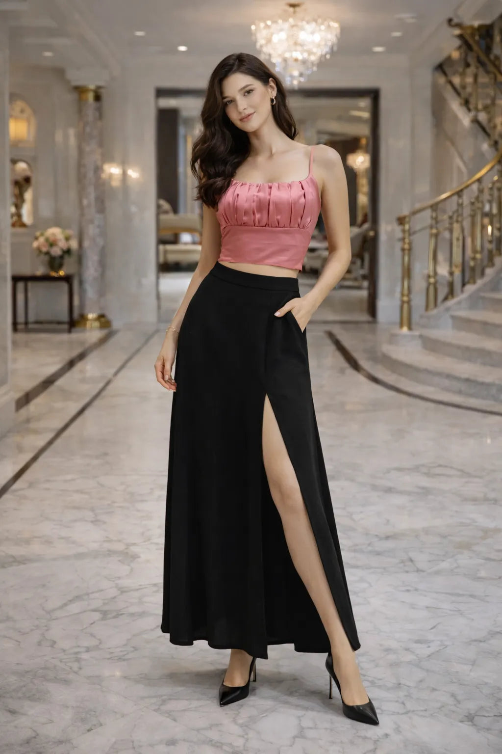 Rose Pleated Chic Top