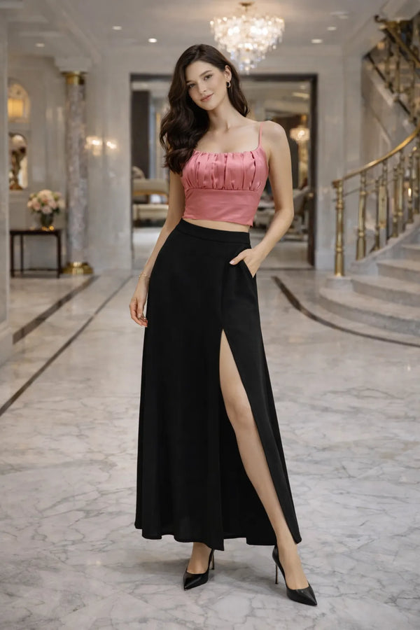 Rose Pleated Chic Top